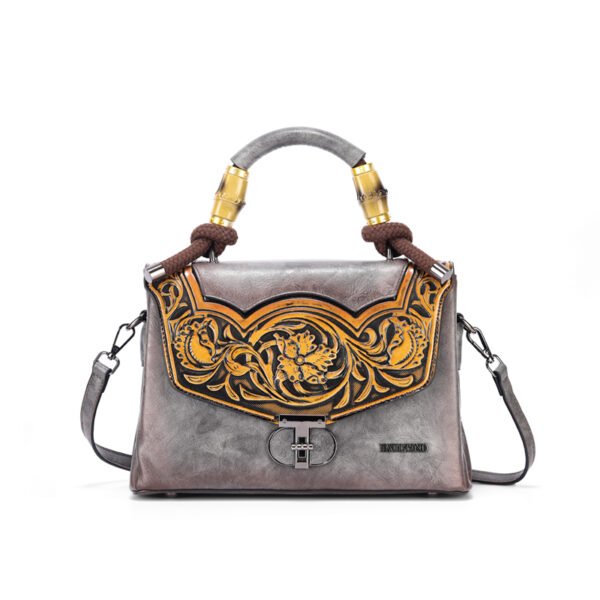 Bolso 8037# Repujado Gris Frontal