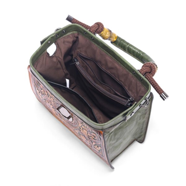 Bolso 8058# Repujado Verde Interior