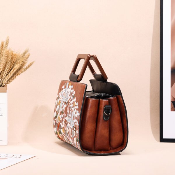 Bolso 8065# Bordado Marrón Lateral