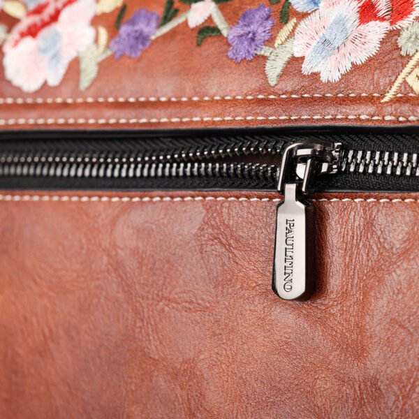 Bolso 8773# Bordado Marrón Cremallera