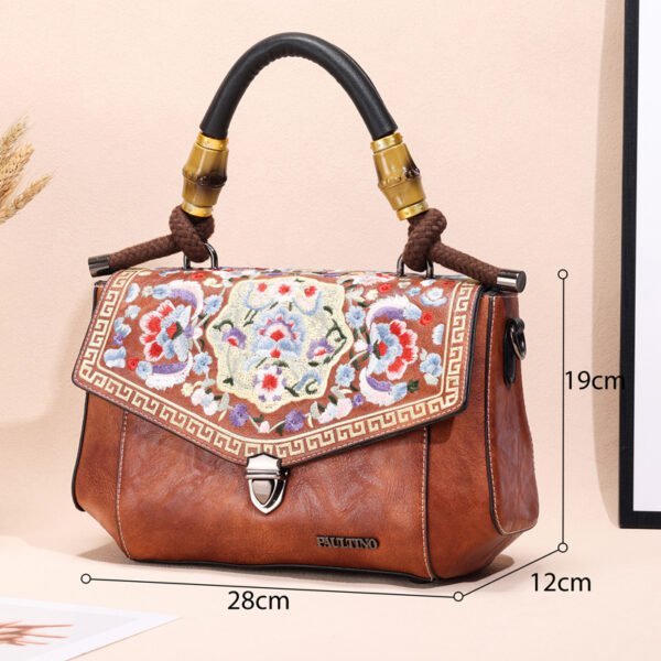 Bolso 8773# Bordado Marrón Tamano