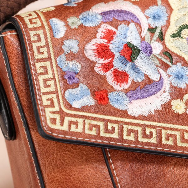 Bolso 8773# Bordado Marrón Textura
