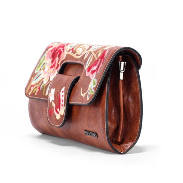 Bolso 946# Bordado Marrón Lateral