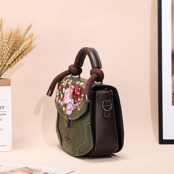 Bolso A913# Bordado Verde Lateral