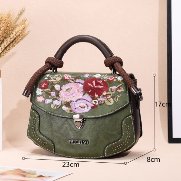Bolso A913# Bordado Verde Tamaño