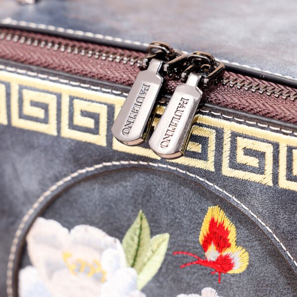Bolso A943# Bordado Gris Cremallera